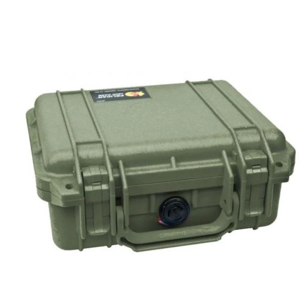 Genuine Pelican 1200 Watertight Case With Foam - Olive Green